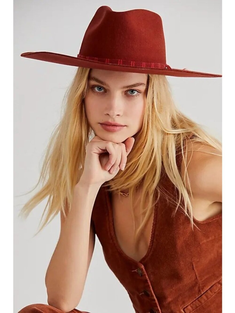 NWT Brixton Leigh Burnt Henna Wool Felt Cowboy Western Fedora Hat L (7-1/2) - Picture 3 of 11
